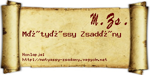 Mátyássy Zsadány névjegykártya